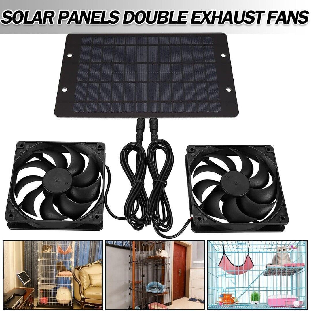 Ventilation Fans 12V 10W Solar Powered Panel Fan for Greenhouse Camping Sheds UK