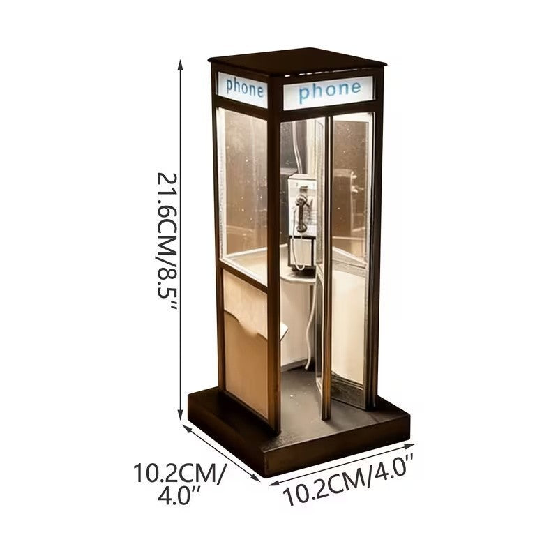 Retro Vintage Tall Phonebooth Lamp, Night Lamp Telephone Booth, LED Desk Lamp