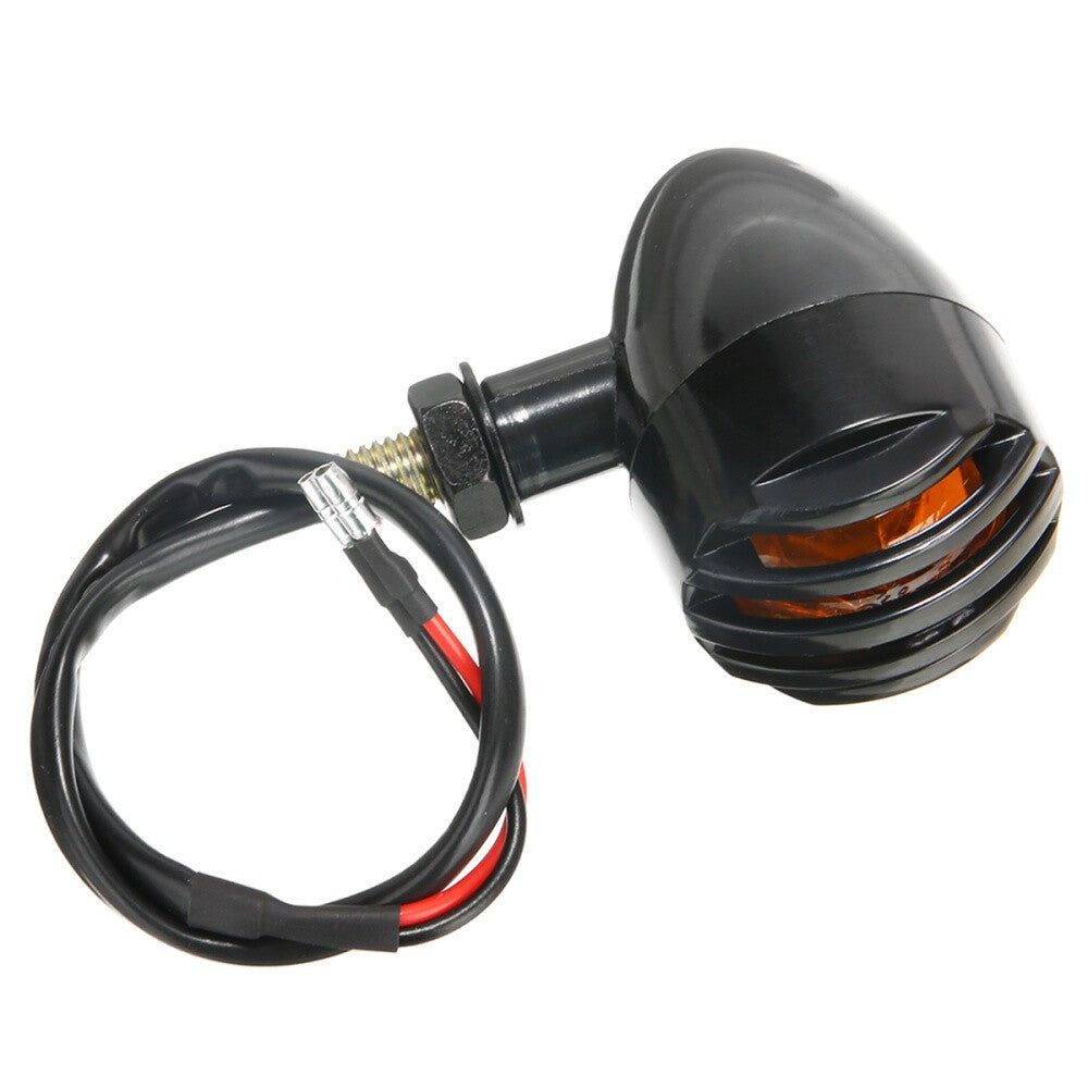 4x Black Turn Signal Indicator Amber Light For Bobber Chopper Cruiser