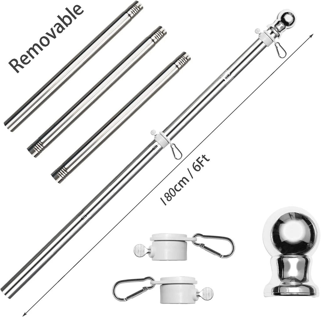 Wall Mounted Outdoor 6ft Flagpole Anti Winding Rotatable Splicing Flagpole