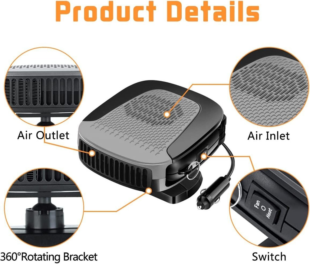 Portable DC 12V Electric Car Heater Heating Fan Defogger Defroster Demister