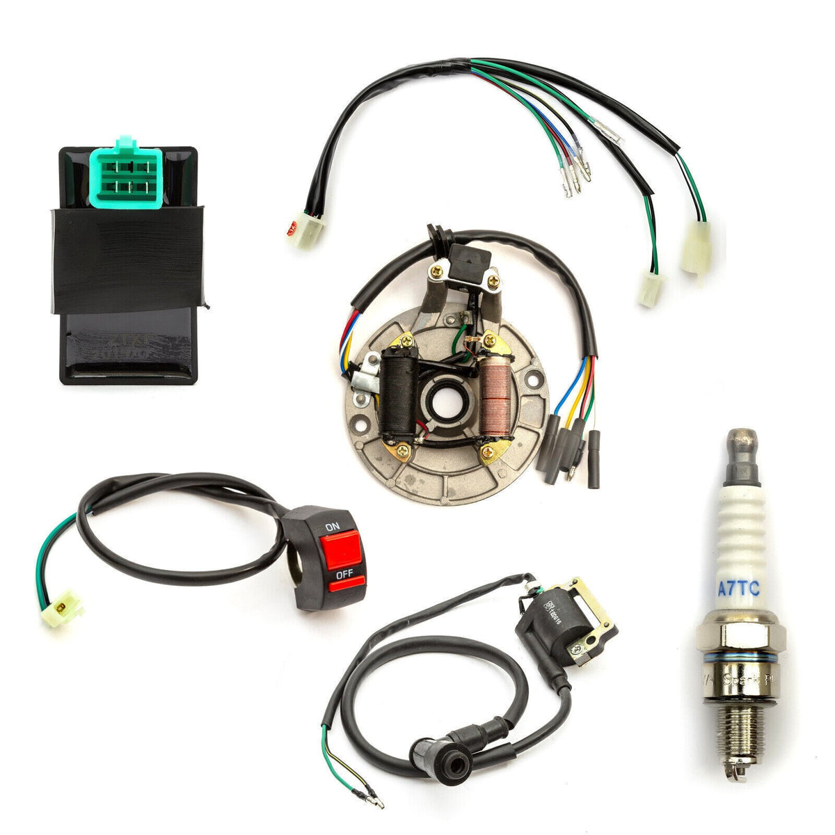 Stator Wiring Loom On Off Switch Coil CDI Plug Kit 110cc 125cc 140cc Pit Bike
