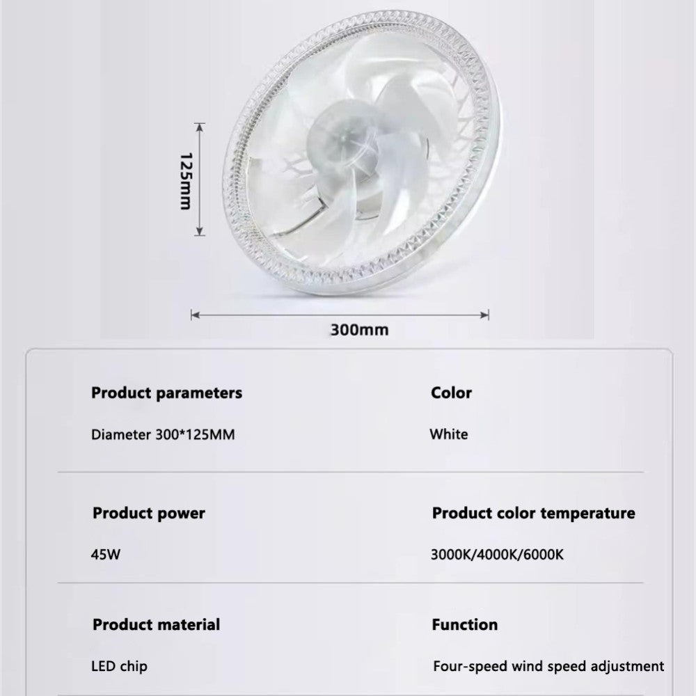 Ceiling Fan with LED Light - 12" Socket Fan Light with Remote E27 Base 4 Speed.*