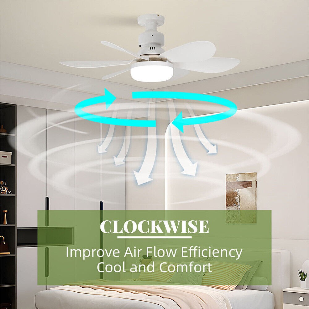 Modern Led Ceiling Fan with Light Dimmable E27 Bedroom Living Room Fan Lamp 30W~