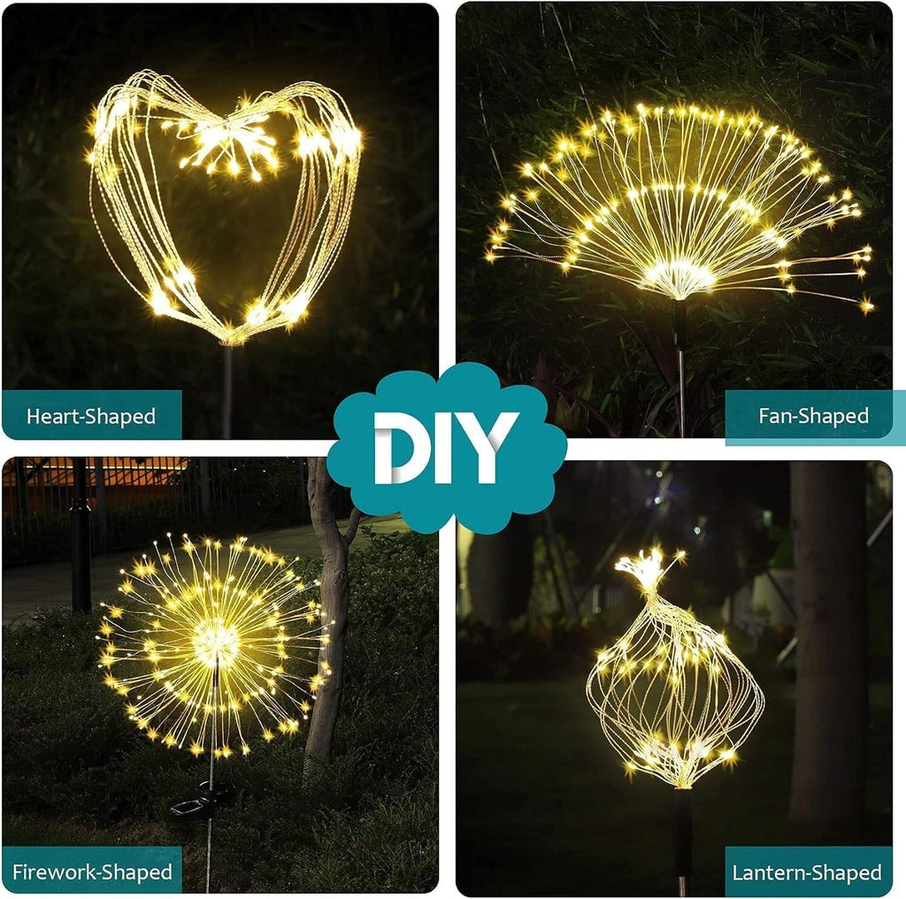 2PCS Solar Lights Outdoor Garden LED Solar Powered Firework Light Lamp DIY