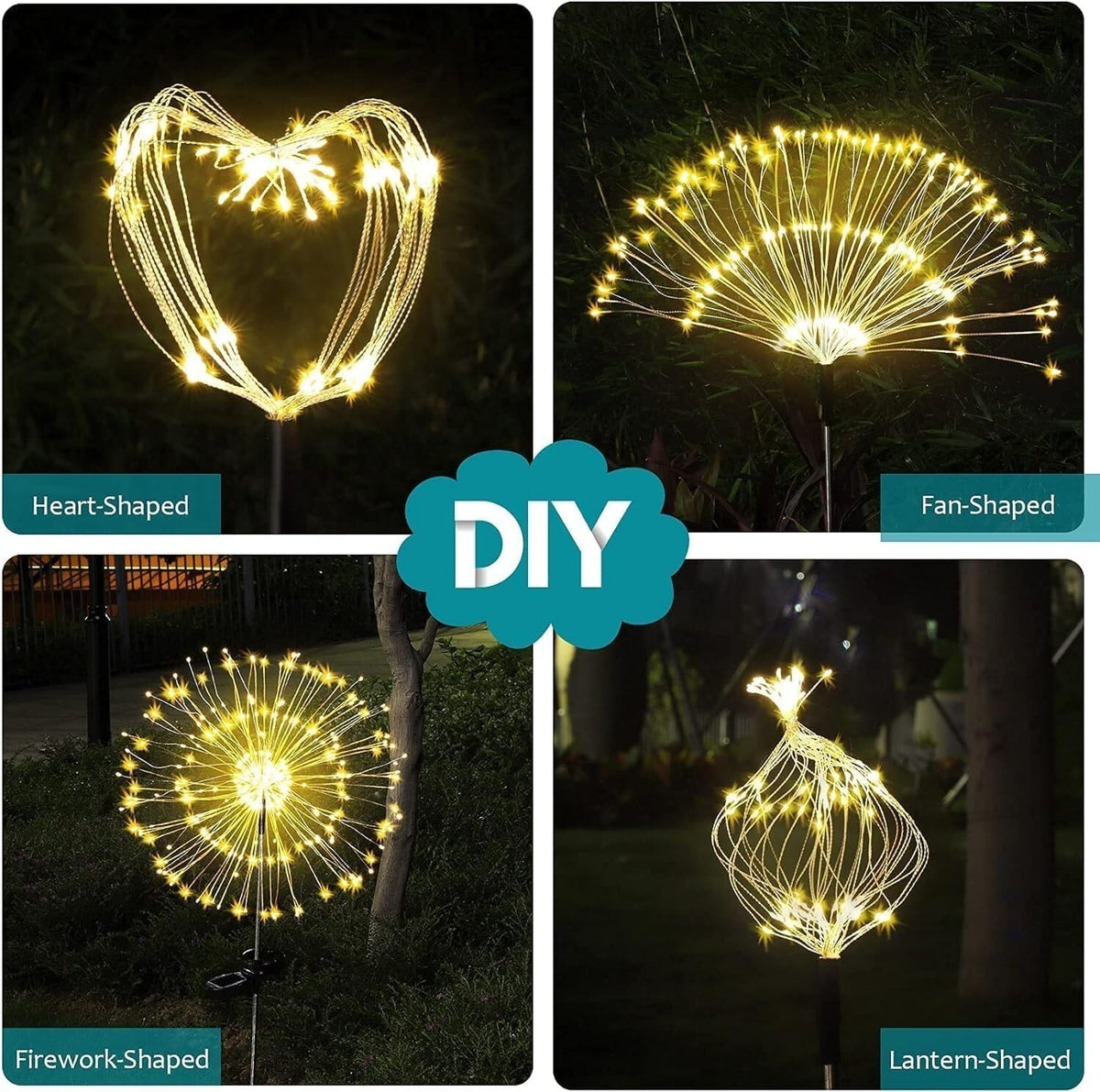 2PCS Solar Lights Outdoor Garden LED Solar Powered Firework Light Lamp DIY