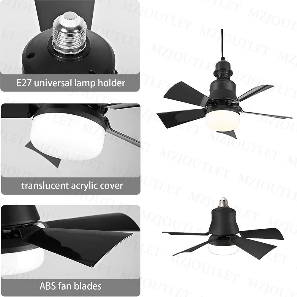 Modern Ceiling Fan With LED Light Remote Control Lighting E27 Bedroom Livingroom