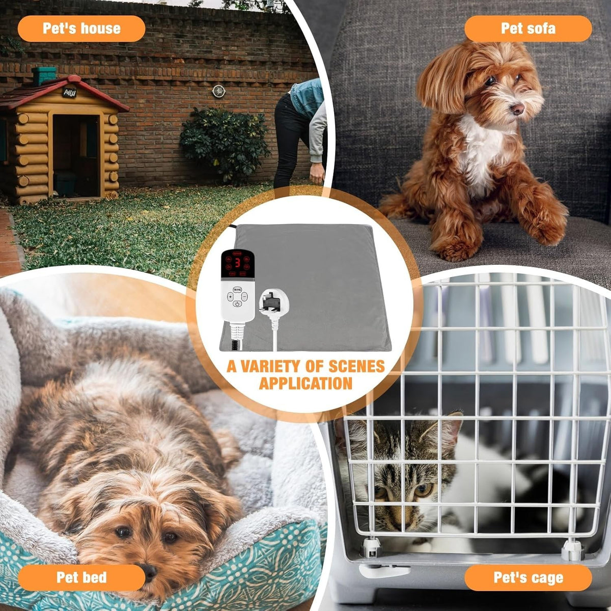 Electric Pet Heating Pad Cat Dog Mat Heated Bed 9 Adjustable Temperature Timer