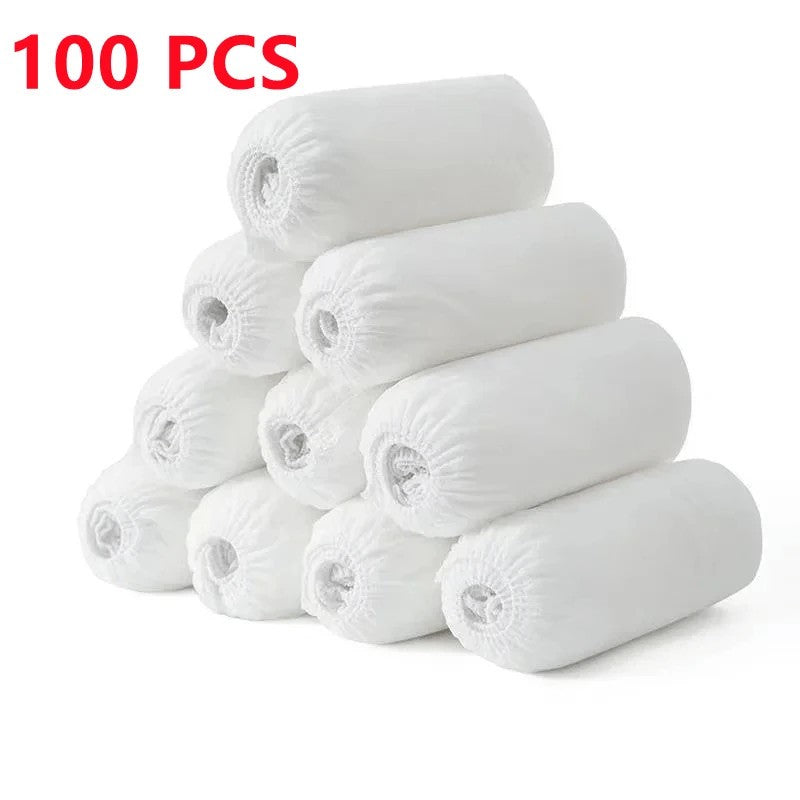 100-Pack Disposable Shoe Covers – Non-Slip Booties for Floor & Carpet Protection