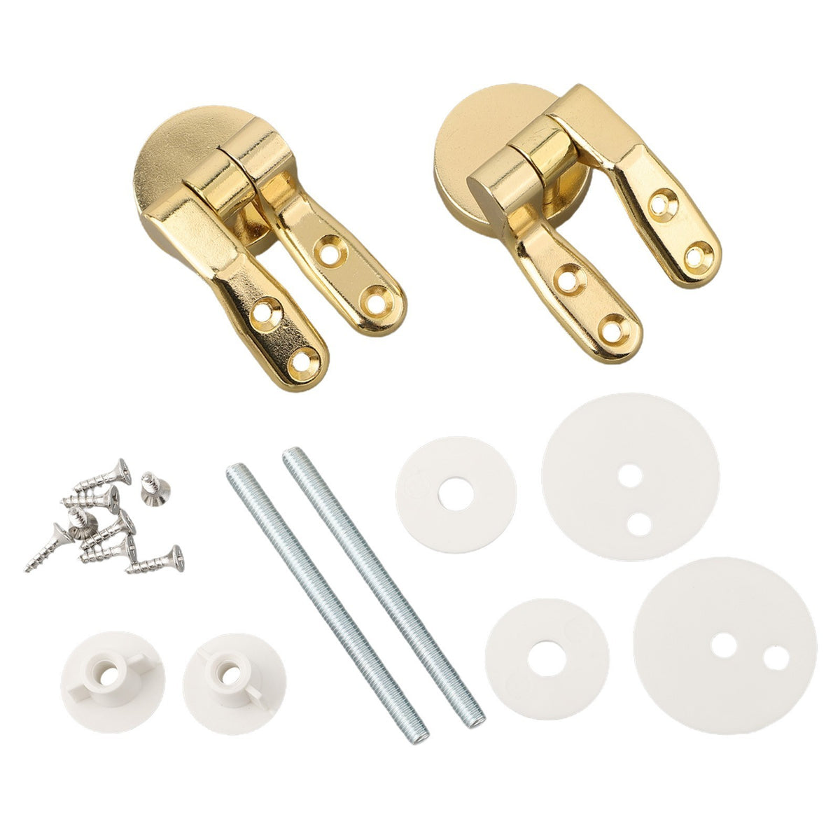 Rust Proof Gold Toilet Hinges Replacement Set with Complete Accessories