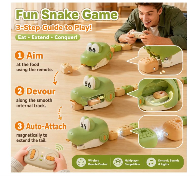 Magnetic Snake Game Toy Eating Itself, Remote Control Eating Snake Toys