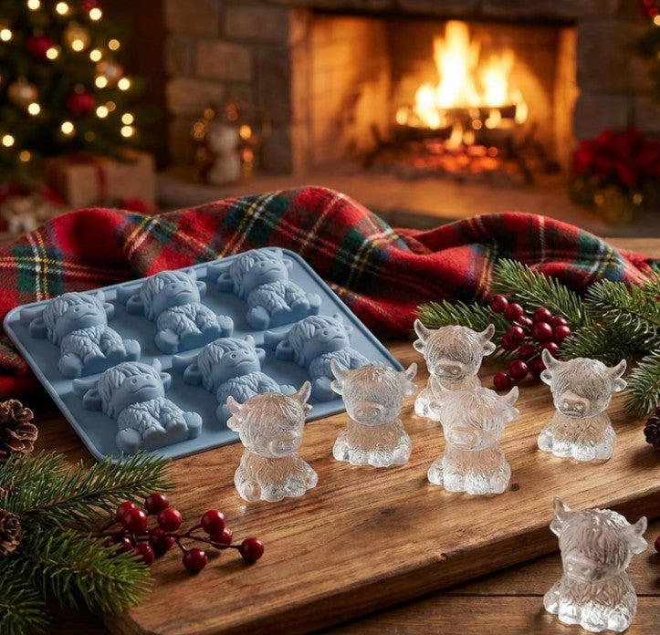Mini Highland Cow Ice Cube Mold,Cute 3D Highland Cow Silicone Ice Cube Tray UK