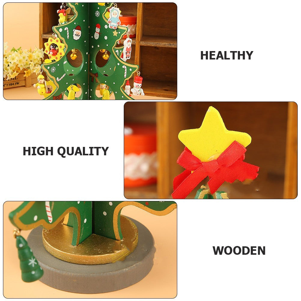 1 Pack DIY Wooden Christmas Tree Green Christmas Adornment for Party Decor