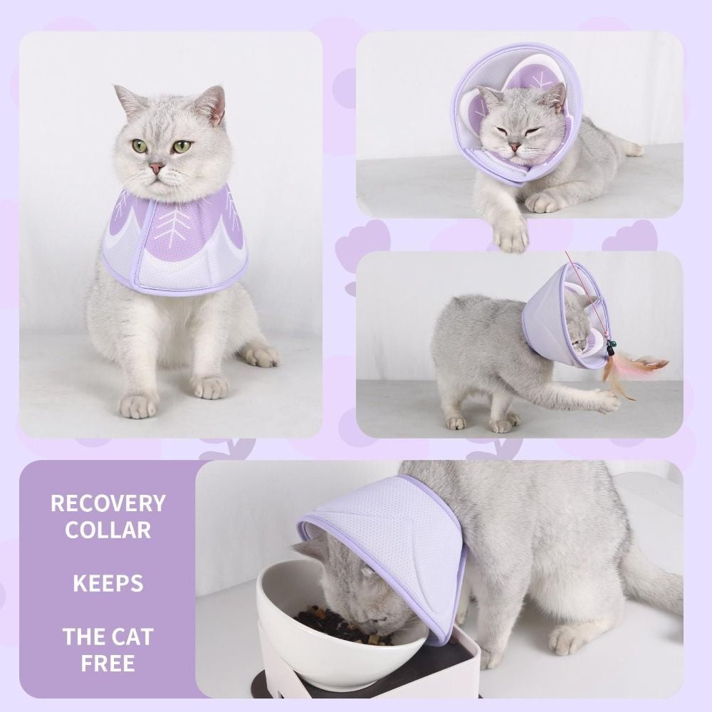 Soft Cat Cone Purple Recovery Collar Stop Licking and Scratching Cat Collar