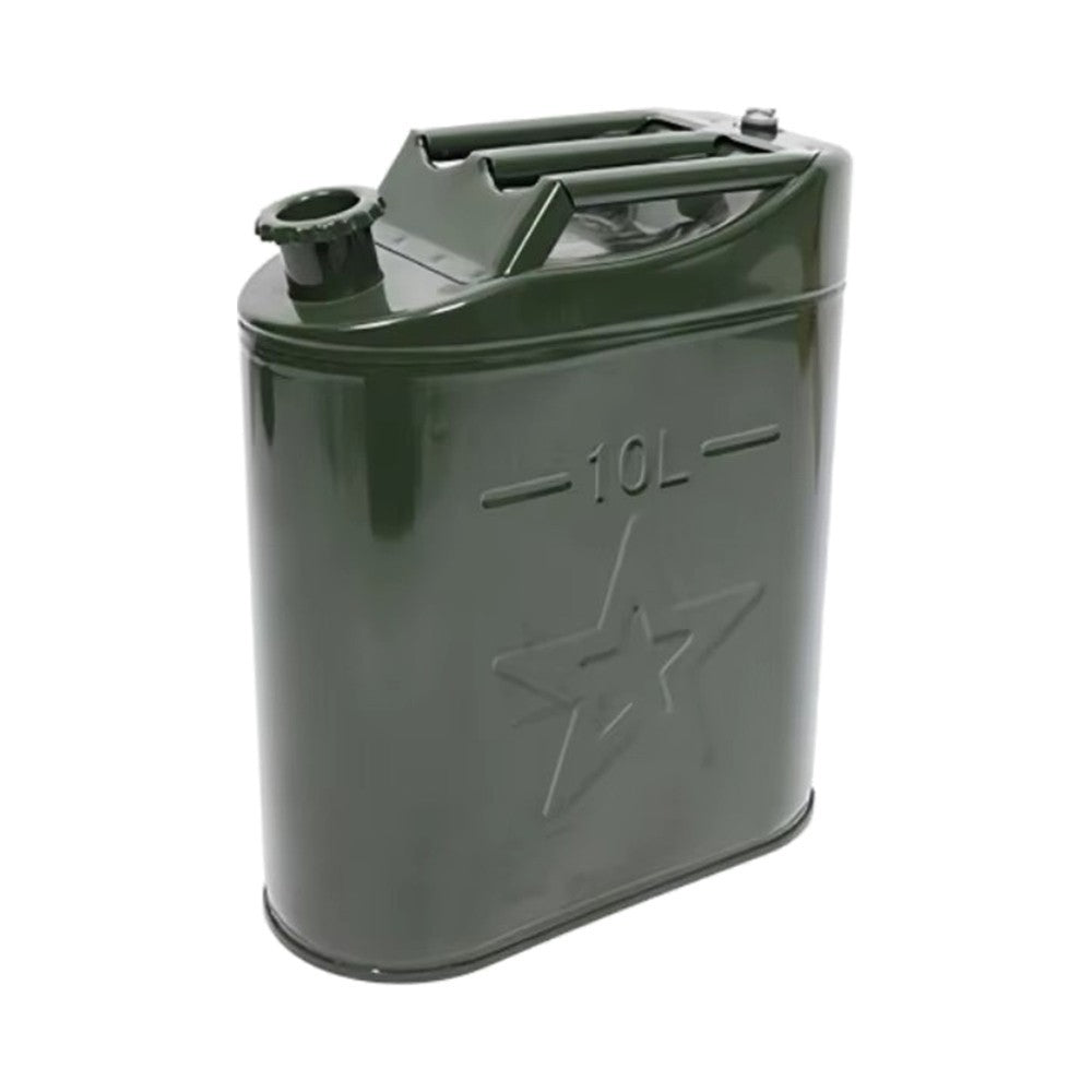 Metal Jerry Can 10L Green Car Storage Fuel Petrol Diesel Container & Flexi Spout