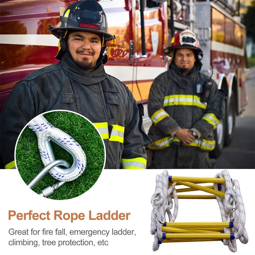 Emergency Fire Escape Ladder Soft Rope to Deploy W/ Hooks UK Stock 3m