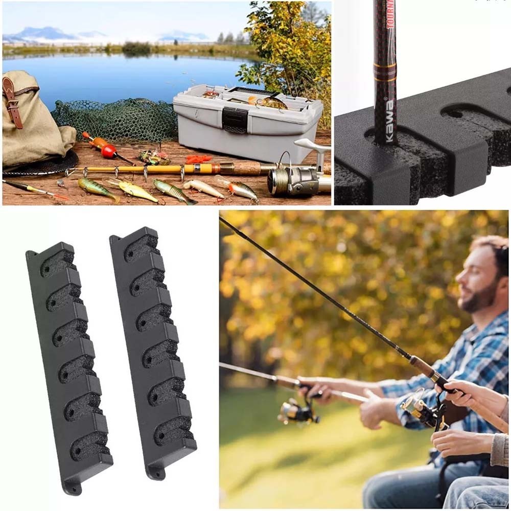 Fishing Rod Rack Vertical Holder Wall Mount Storage Horizontal Boat Pole Stand