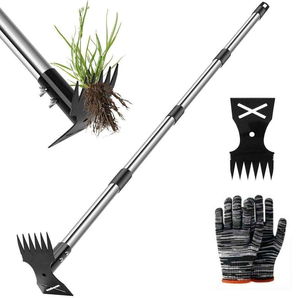 Stand Up Weeder Hand Tool Long Handle Garden Weed Puller With Claw Root Remover
