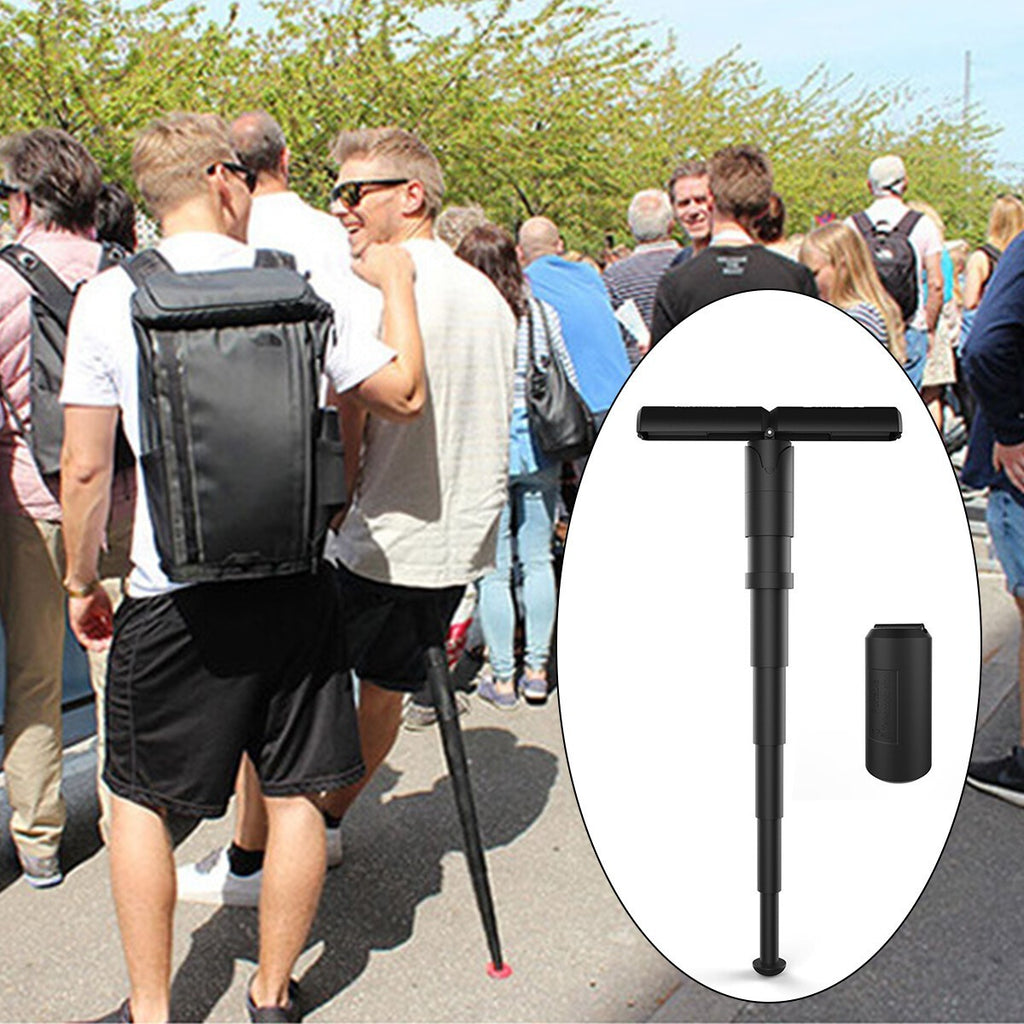 Portable Walking Stick Chair Seat Telescopic Folding Stool Cane Hiking Rest