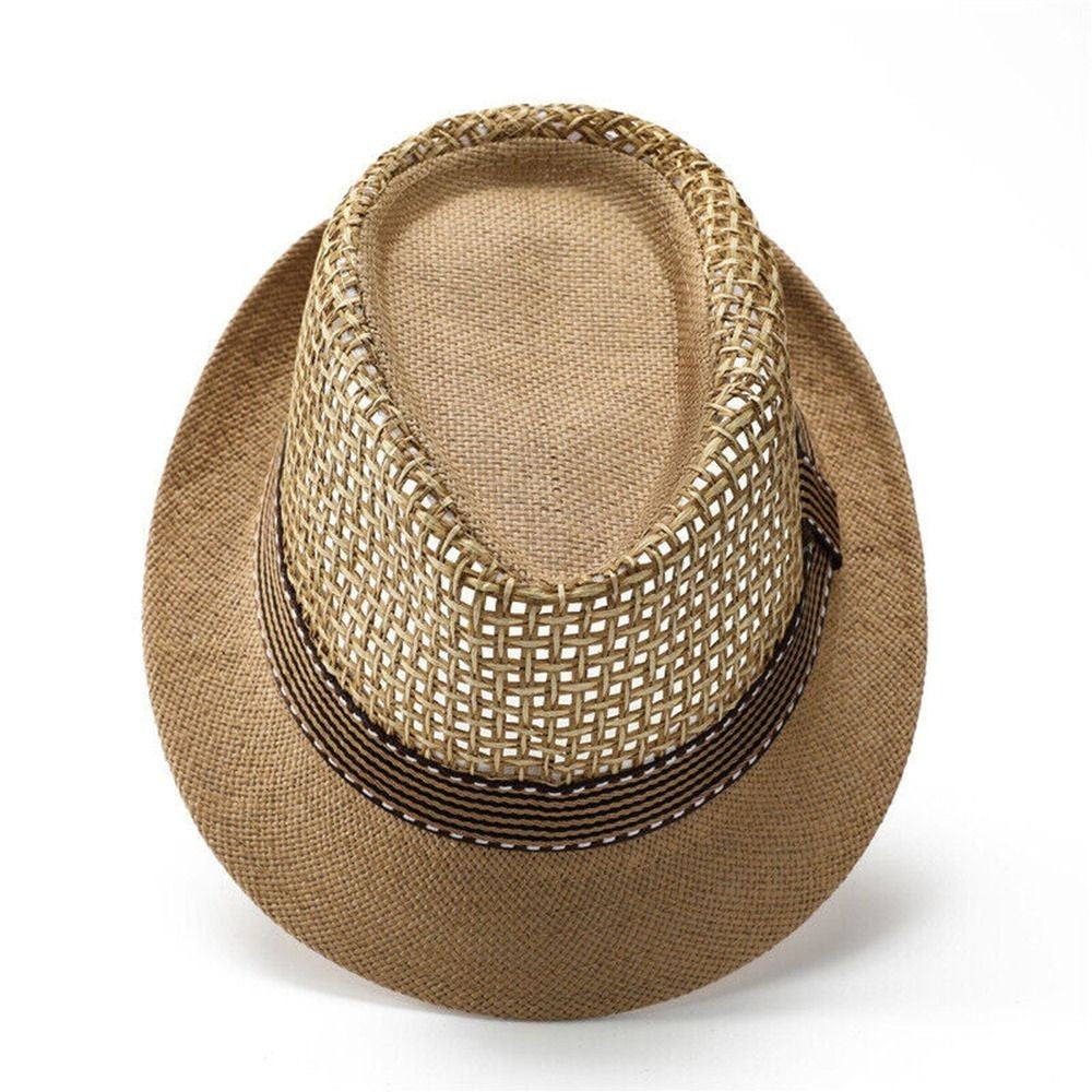 Summer Straw Fedora Hat Trilby Cuban Sun Cap Panama Short Brim Floral Hat New