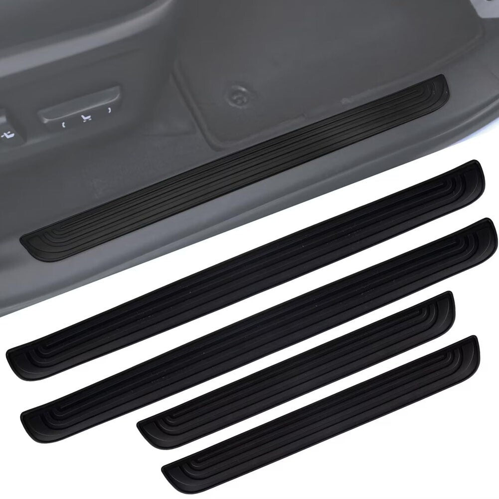 4x Rubber Car Door Scuff Plate Sill Cover Panel Step Protector Guards Universal