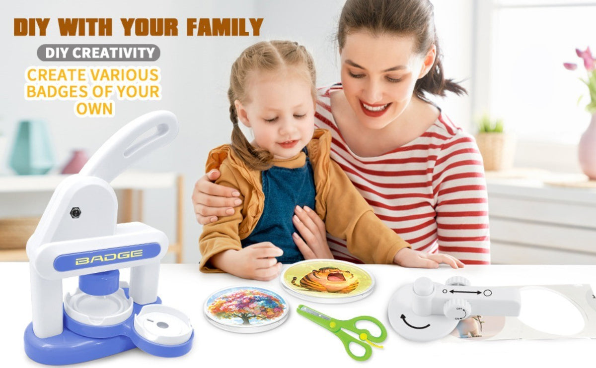 Manual 3-in-1 Badge Maker – DIY Button Pin & Fridge Magnet Toy for Children