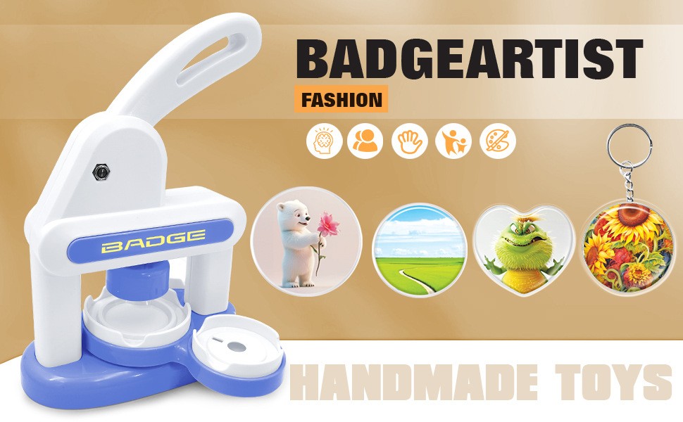 Manual 3-in-1 Badge Maker – DIY Button Pin & Fridge Magnet Toy for Children