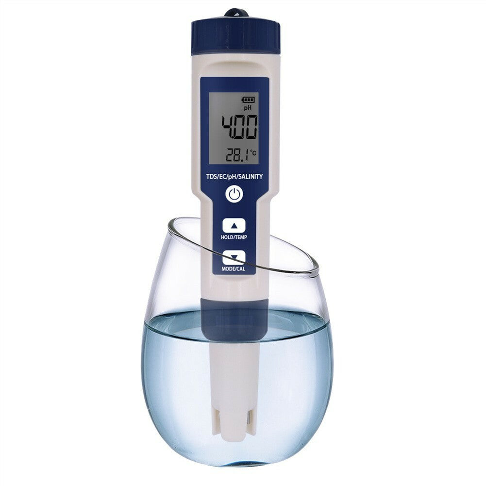 5in1 Water Quality Meter PH/TDS/Temp/EC/Salinity Meter High Accuracy Pen Tester