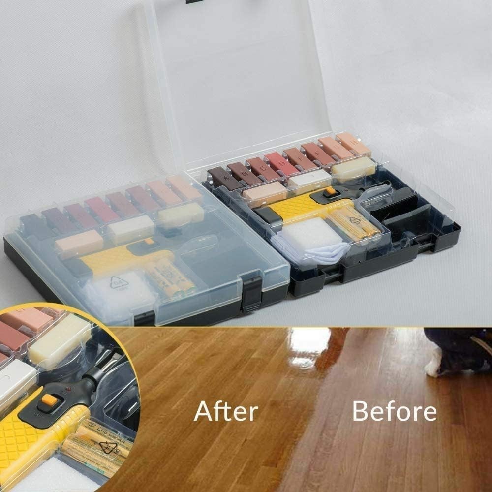 19pcs Laminate Floor Repair Kit Worktop Furniture Wax System for Chips Scratches