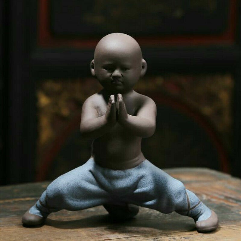 New Kung Fu Ceramic Small Buddha Statue Monk Martial Art Figurine Ornament Home-