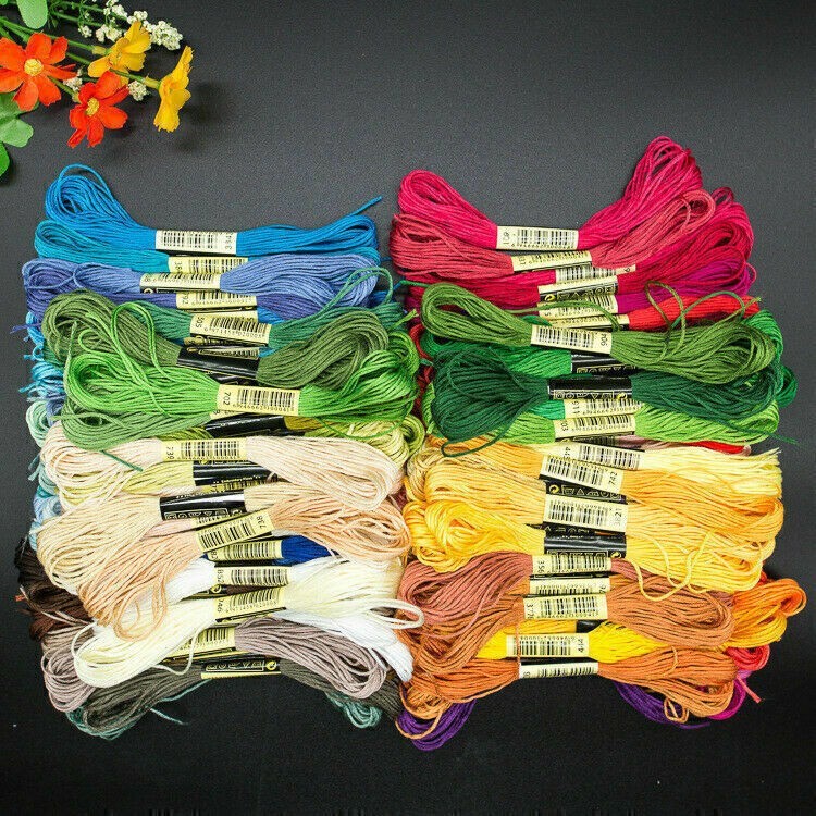 50x 100%Polyester Embroidery Thread Bundles Cross Stitch Thread Floss Skeins UK