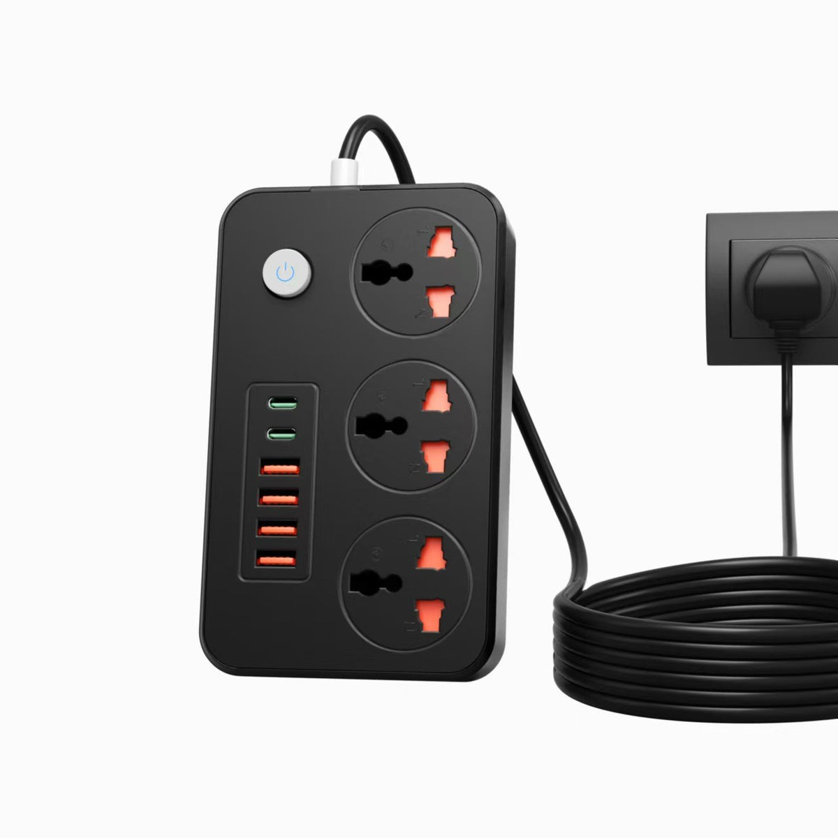 Surge Protected Extension Lead With 6 USB USB C 6Gang Way Power Cable UK Plug
