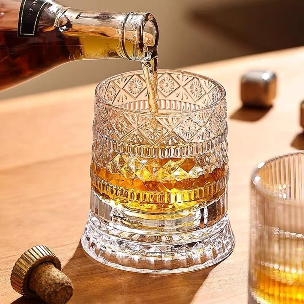 Crystal Whiskey Glass 360 Degree Rotating Spinning Wine Glass Stress Relief UK
