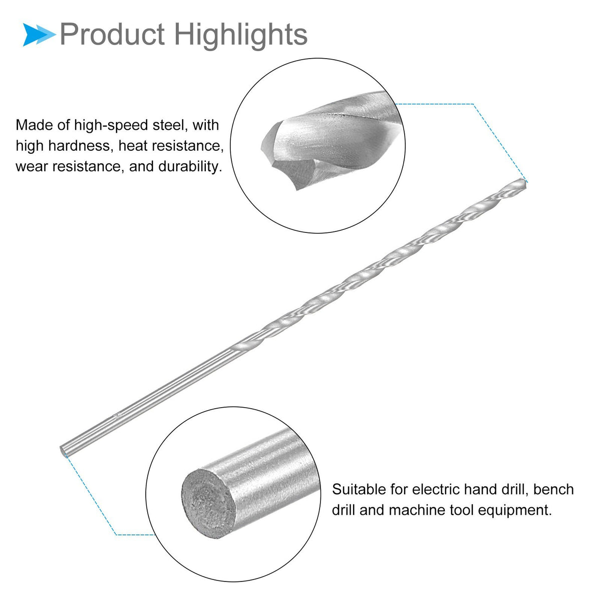 Extra Long Twist Drill Bits 4mm x 160mm HSS Twist Drill Bit 6-Pieces