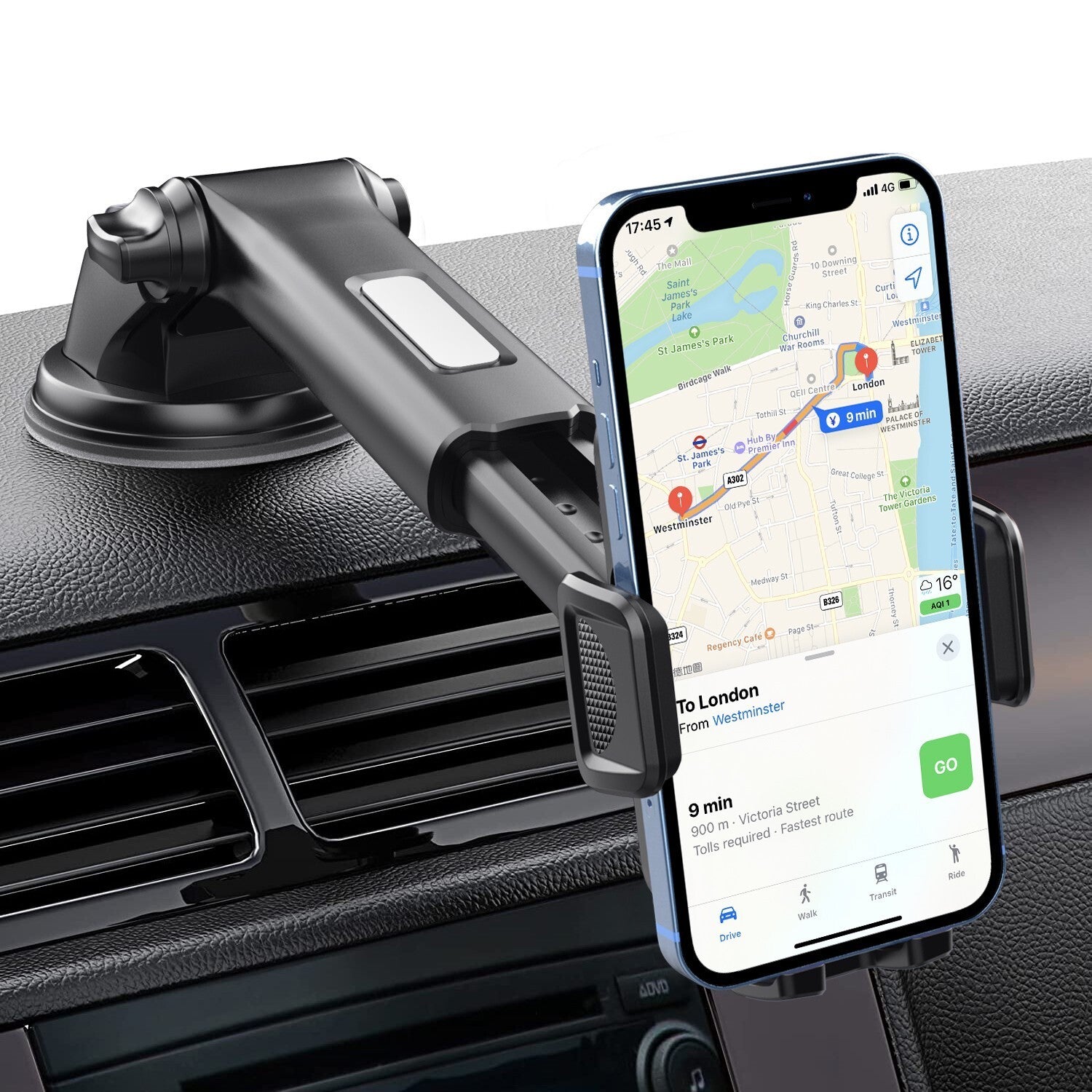 Car Phone Holder Mount for Mobile Phone iPhone 16 17 Suction Dashboard Universal