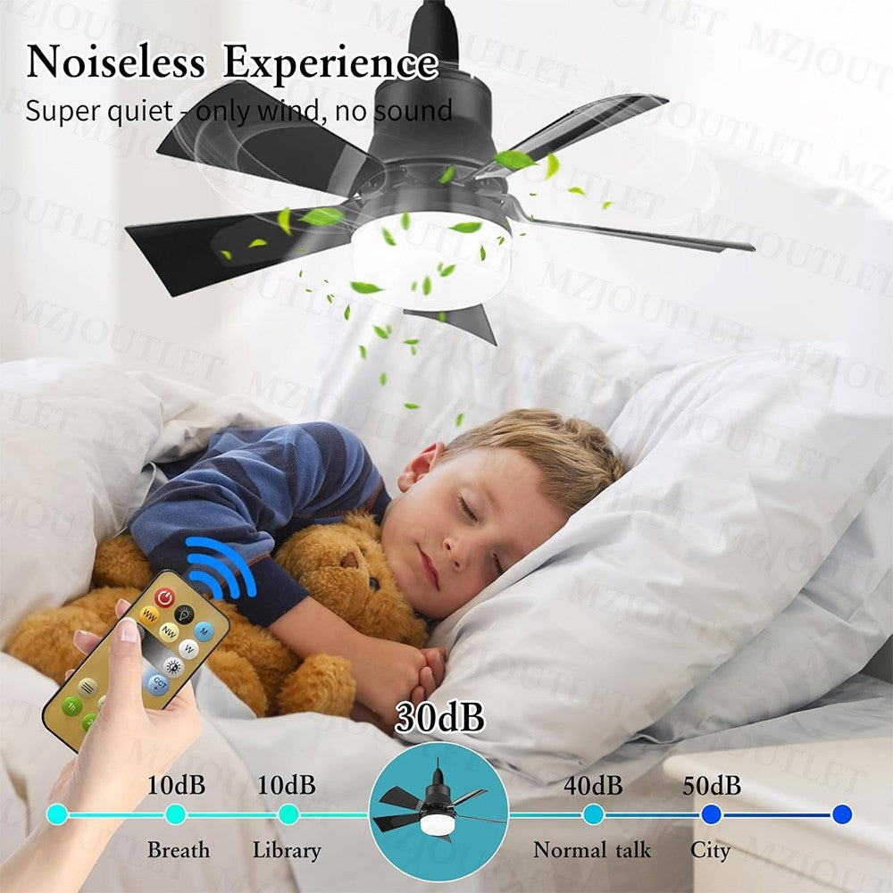 Modern Led Ceiling Fan with Light Dimmable E27 Bedroom Living Room Fan Lamp 30W
