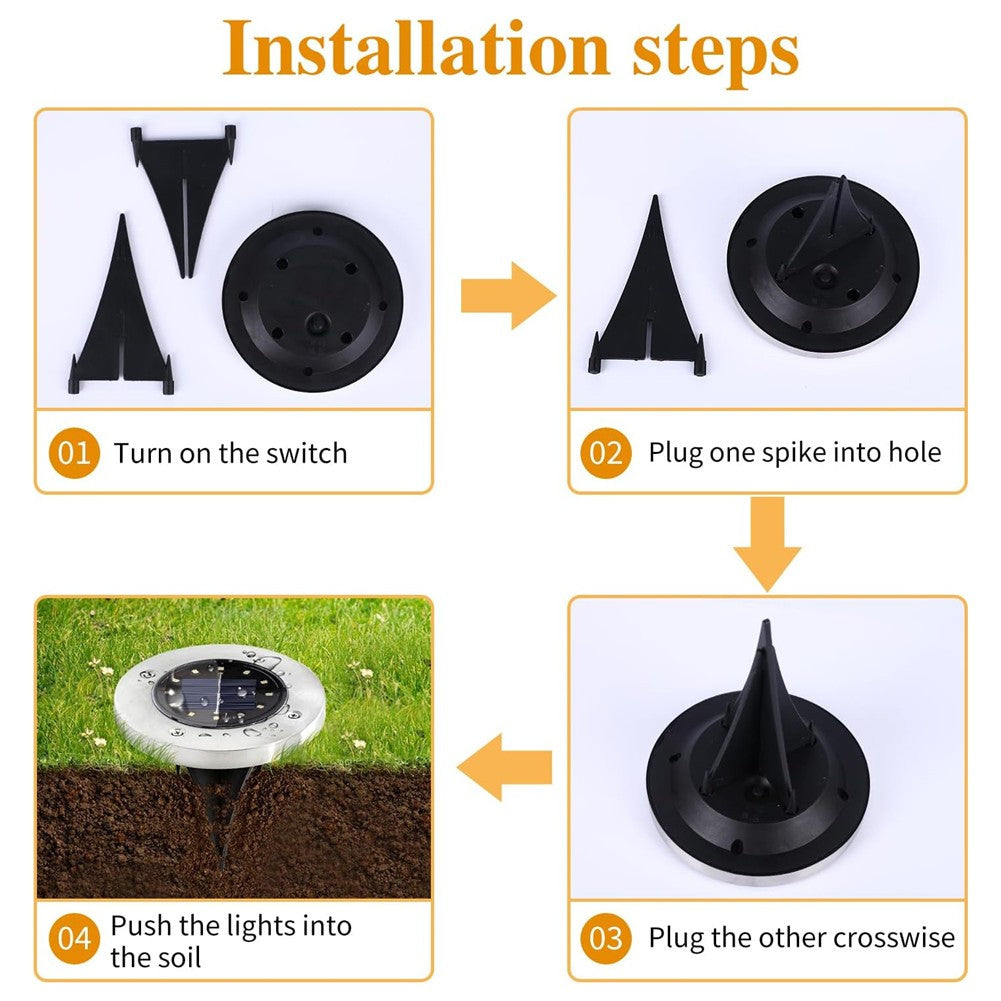LED Solar Power Ground Lights Floor Decking Patio Outdoor Garden Lawn Path IP65