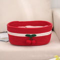Woven Storage Basket Red Cherry Basket Snacks Gift Basket Desktop Organizer