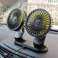 Portable 2 Head Fan 360° Rotatable Car Cooling Air Fan 5V Dual Head Fan USB