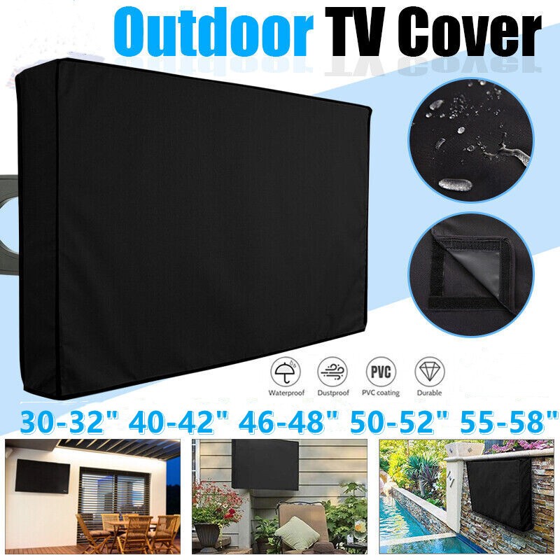 30-58" Dustproof Waterproof TV Cover Outdoor Patio Flat Television Protector UK