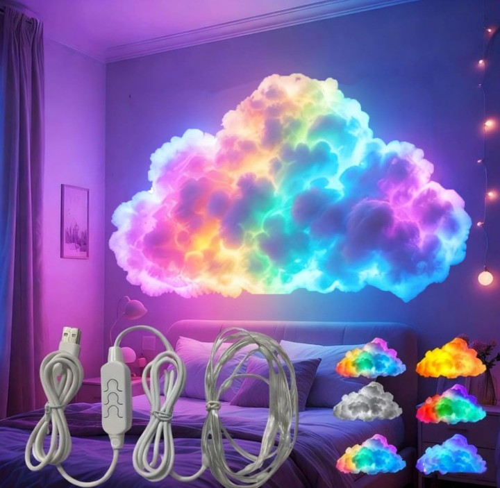 DIY 3D Led Cloud Light,USB Thundercloud Led Light Decor,3D Thunder Cloud Lights