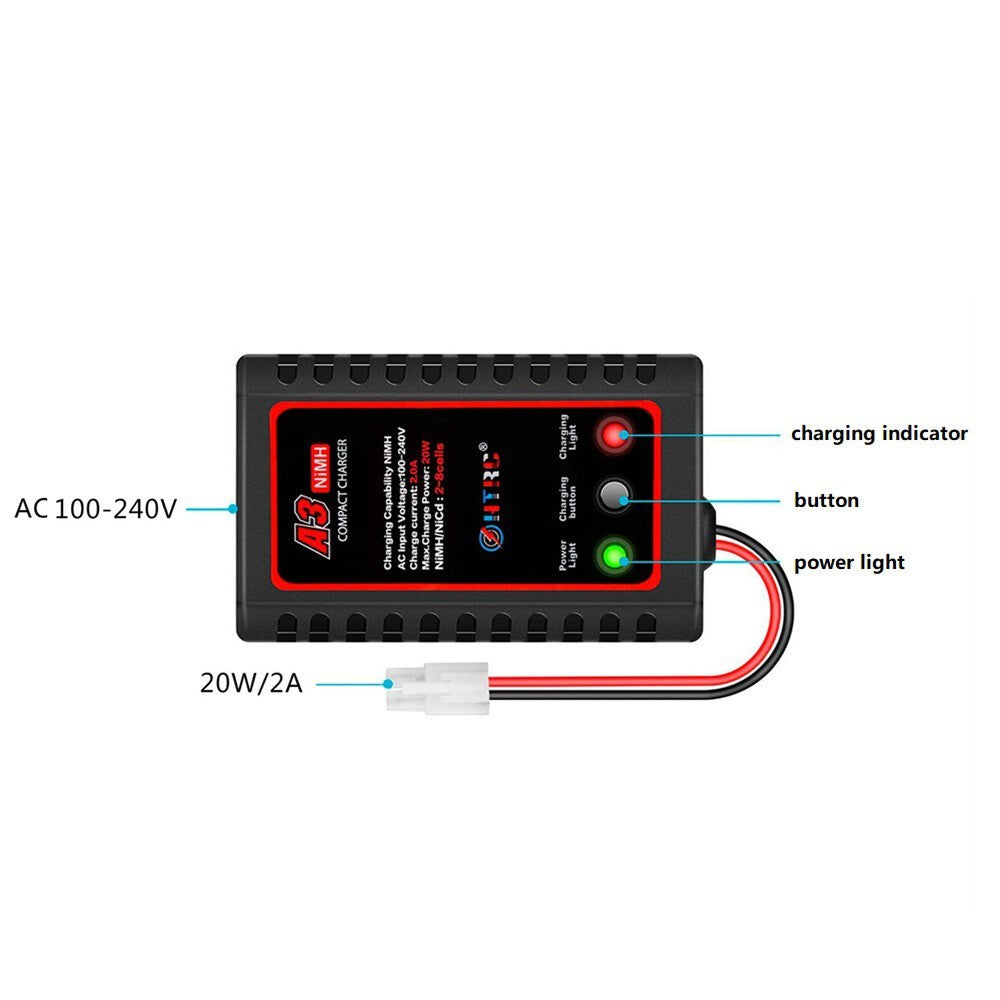 2A 20W NiMH Battery Charger 7.2V-9.6V Fit Tamiya RC Vehicle Battery Pack