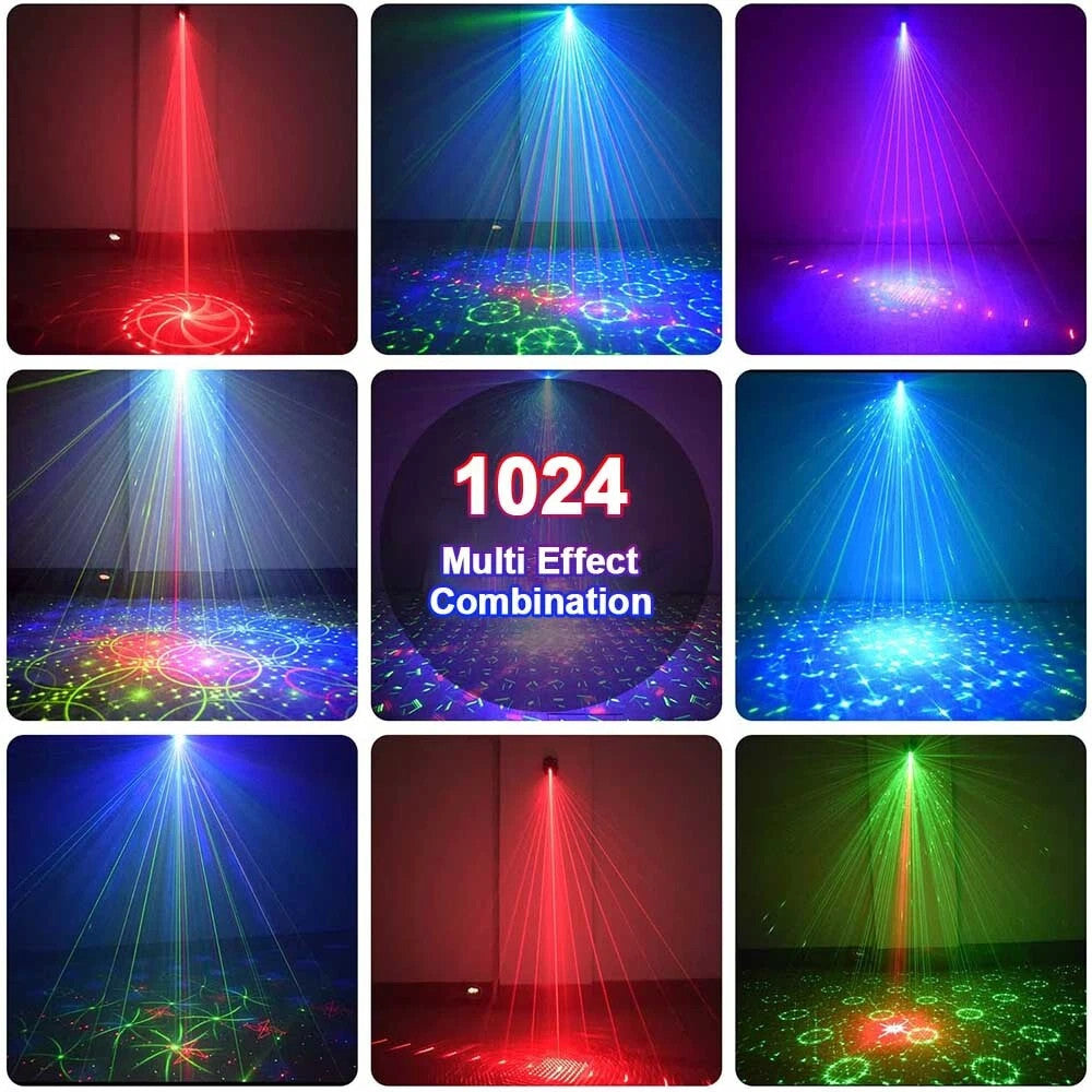 1024Patterns Laser Projector LED Stage Light RGB Party KTV Club DJ Disco Lights