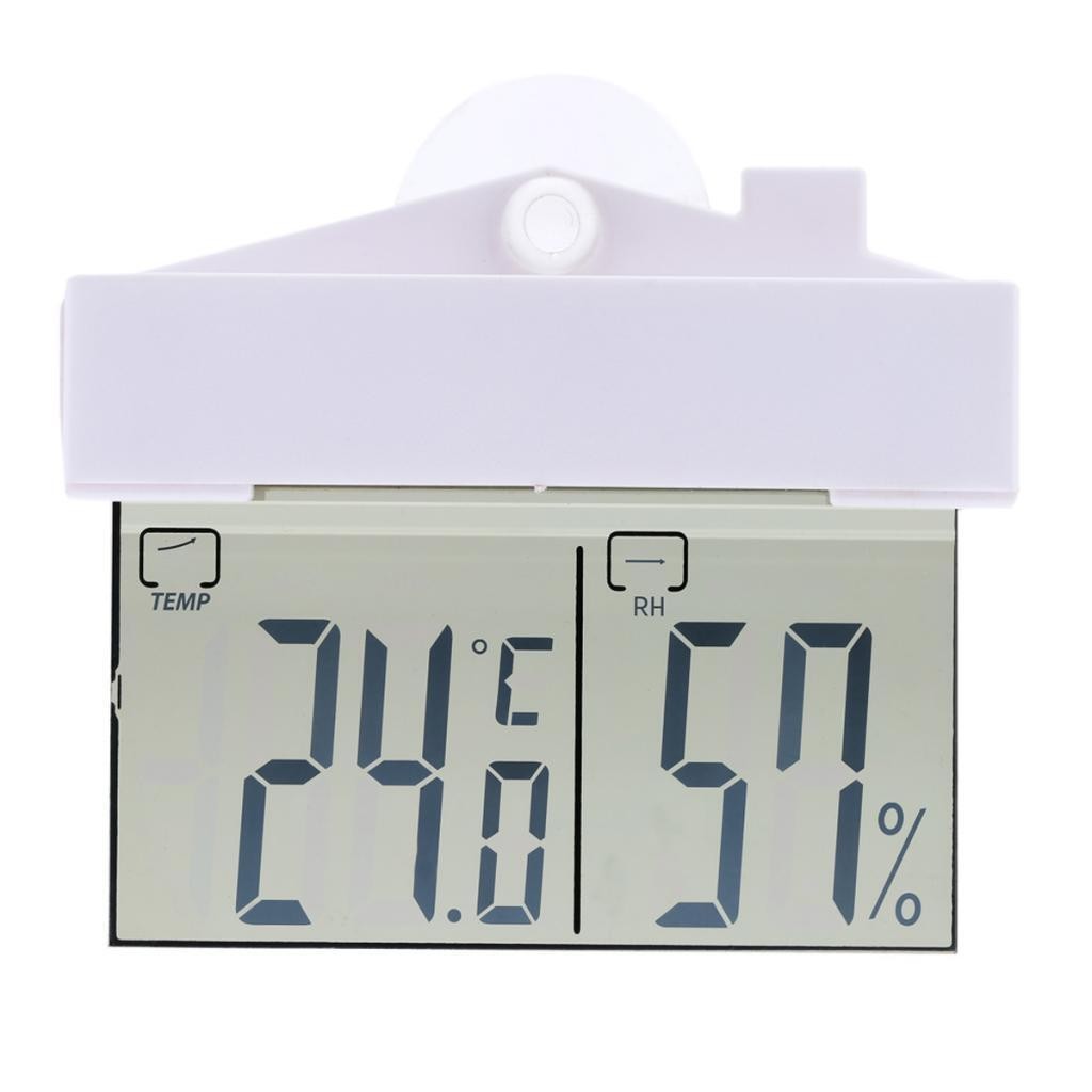Digital Window Thermometer Humidity Meter Indoor Outdoor Temperature Monitor LCD