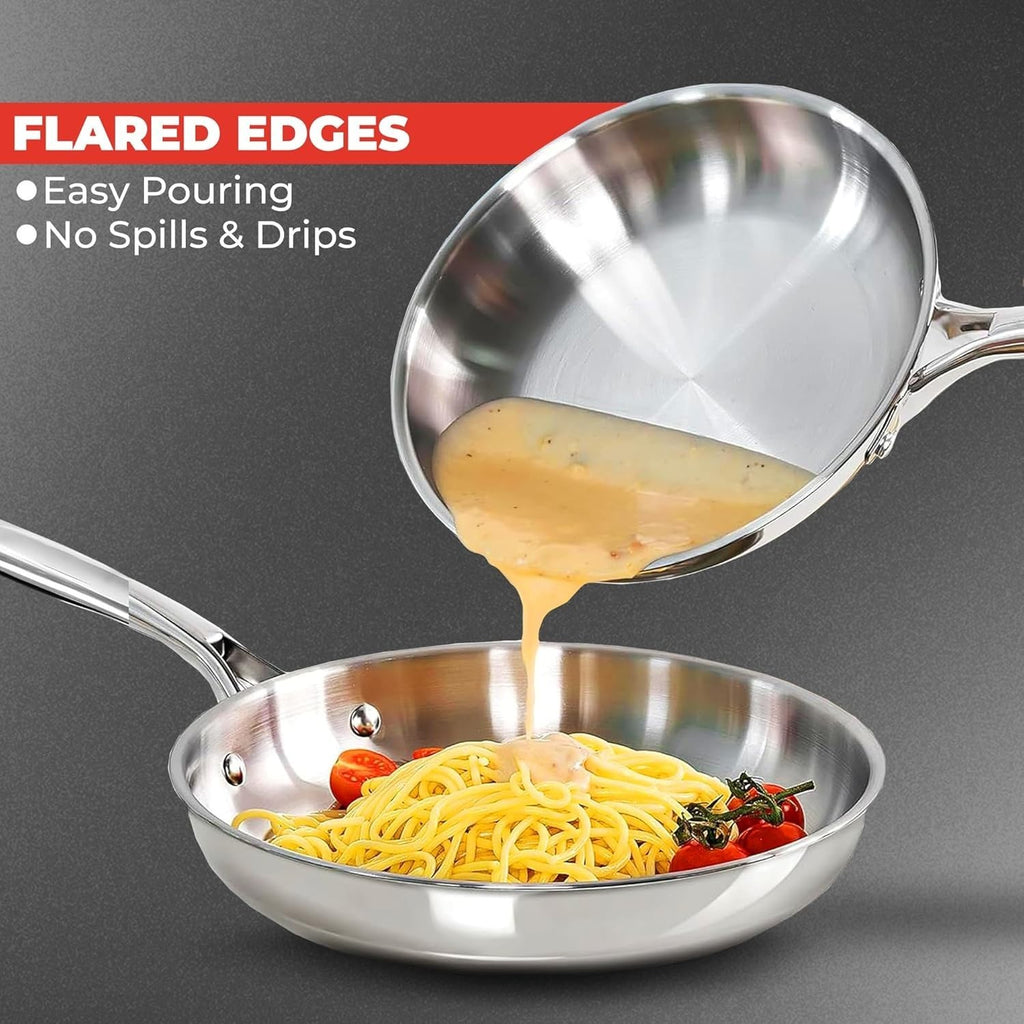 28cm Stainless Steel Frying Pan Induction Compatible Skillet Heavy Duty